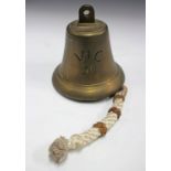 A mid-20th century brass ship's bell, inscribed 'Vic 30', height 21cm, diameter 20cm.Buyer’s Premium