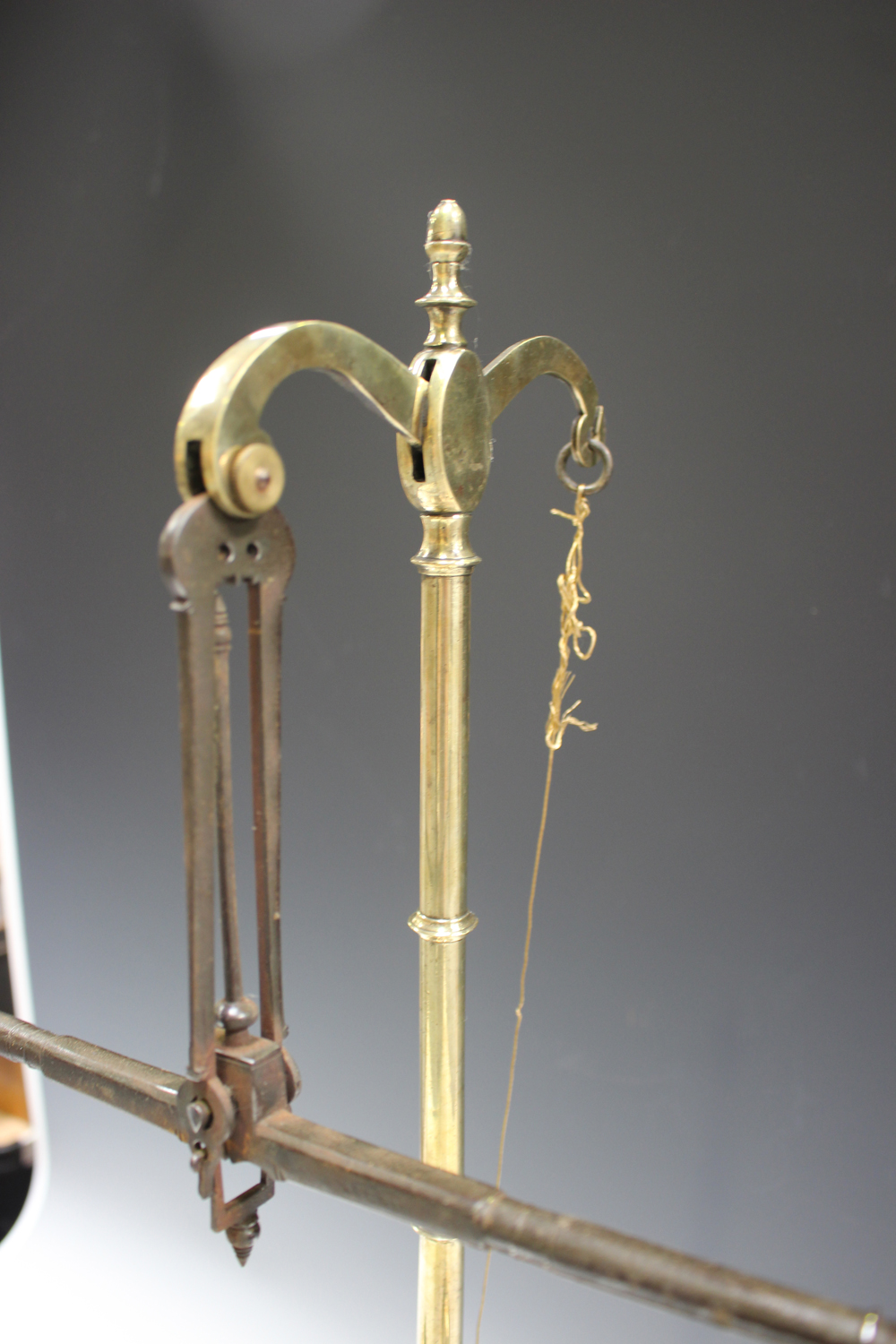 A set of late George III brass and steel balance scales, dismantling to fit into its mahogany - Image 4 of 4