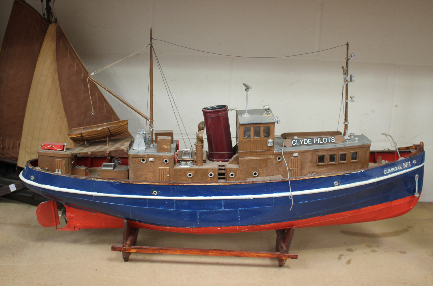 A late 20th century plastic, wooden and metal model of a paddle steamer, length 100cm, together with - Image 4 of 4