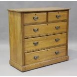An Edwardian satin walnut chest of two short and three long drawers, height 106cm, width 111cm,