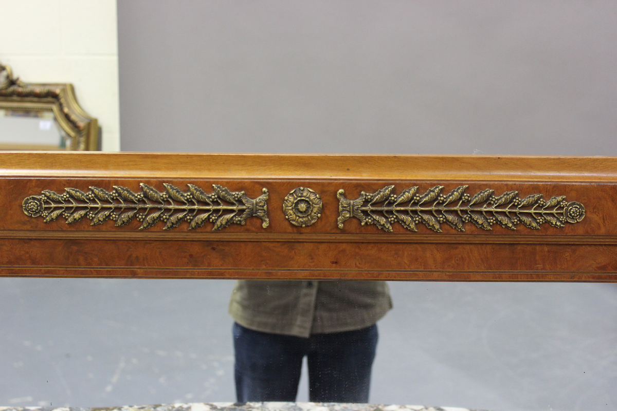 A French Art Deco pollard oak side cabinet with gilt metal mounts, the mirror back above a marble - Image 7 of 14