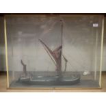 A modern scale model of a Thames barge, named 'Kathleen', length 68cm, cased.Buyer’s Premium 29.