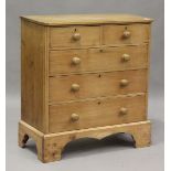 A late Victorian pine chest of drawers, on bracket feet, height 105cm, width 97cm, depth 47cm.