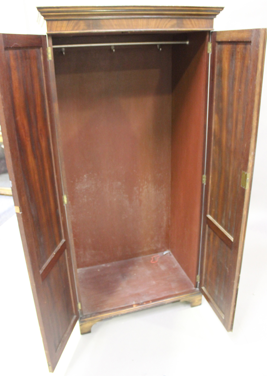 A mid-20th century mahogany two-door wardrobe, on bracket feet, height 175cm, width 83cm, depth - Image 3 of 5