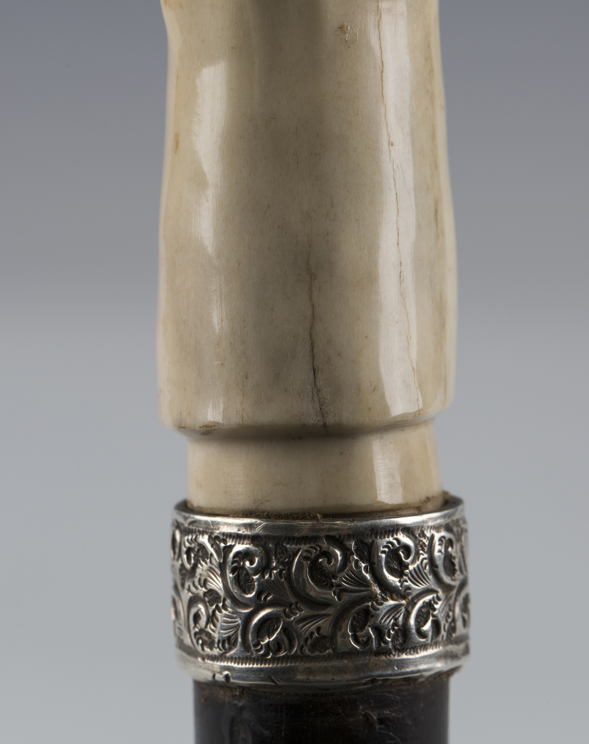 A late 19th/early 20th century ebonized walking cane, the carved antler handle modelled as a hand - Image 6 of 11