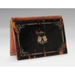 A late 19th century tortoiseshell and gold inlaid folding aide-mémoire, the cover initialled 'SA',