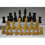 A 20th century boxwood and ebonized Staunton chess set, height of king 8cm, together with another