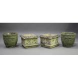 A pair of 20th century cast composition stone planters, decorated with grapes and scrolls, height