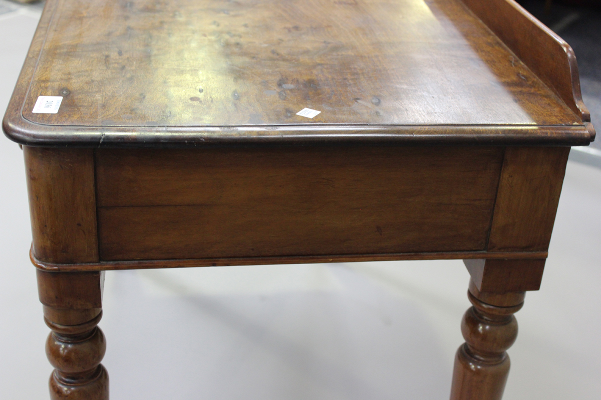 A Victorian mahogany side table, fitted with two frieze drawers, on turned legs, height 80cm, - Image 5 of 7