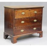 A George III mahogany secrétaire chest, the fall-front revealing a fitted interior above two