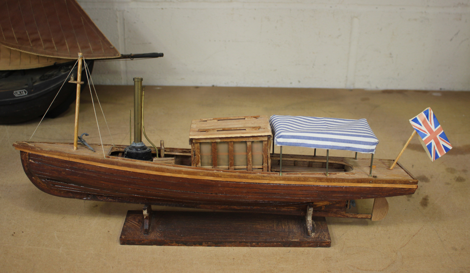 A late 20th century plastic, wooden and metal model of a paddle steamer, length 100cm, together with - Image 3 of 4