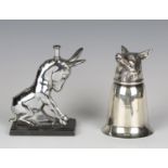 A Ronson chromium plated novelty table lighter in the form of a donkey, height 14cm, together with a