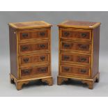 A pair of late 20th century yew bedside chests of four drawers, on bracket feet, height 74cm,