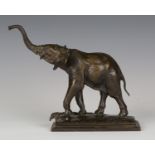 Auguste Seysses - an early 20th century French brown patinated cast bronze model of an elephant, the