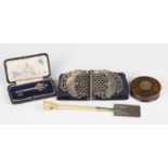 A small group of collectors' items, including a silver presentation key, Birmingham 1928, cased, a