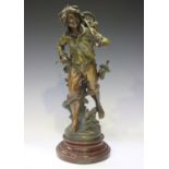 After Moreau - 'Vendangeur', a late 19th century French brown patinated cast spelter figure of a boy