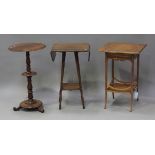 An Edwardian satinwood two-tier square occasional table with foliate inlaid decoration, height 64cm,