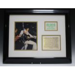 A group of framed Elvis Presley memorabilia, including an 'Elvis on Tour Building Personnel'