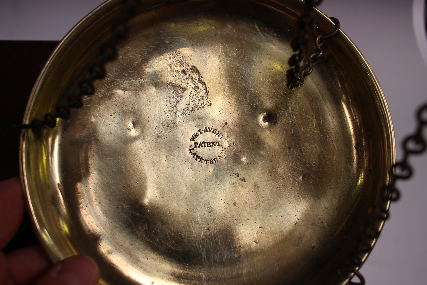 A set of late George III brass and steel balance scales, dismantling to fit into its mahogany - Image 3 of 4