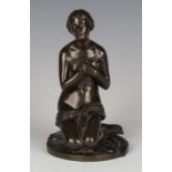 Jean-Louis Nicholas Jaley - La Prière, a late 19th century French brown patinated cast bronze figure