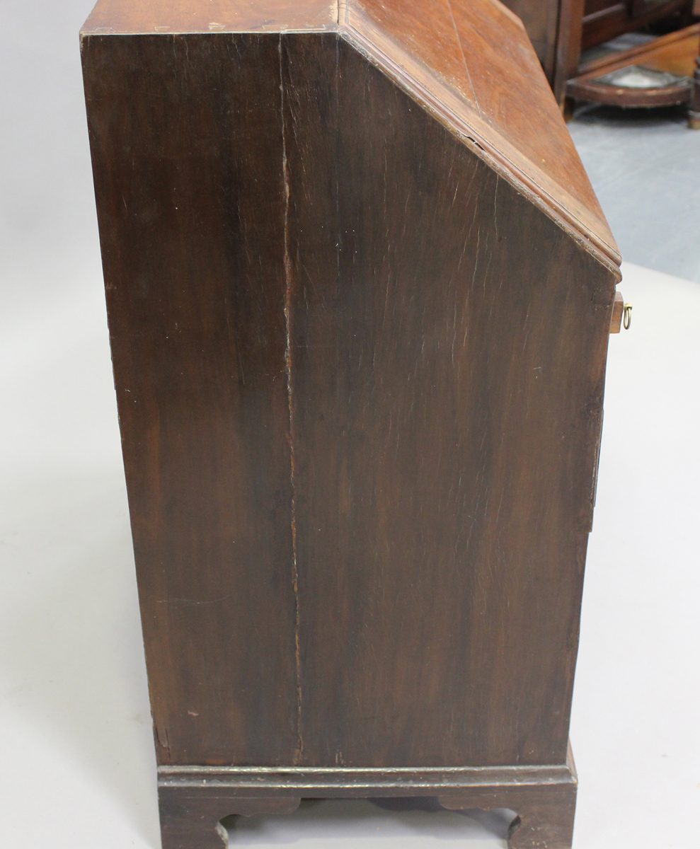 A George III mahogany bureau, the fall-front above four long drawers, on bracket feet, height 101cm, - Image 2 of 8