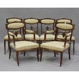 A 20th century Empire style mahogany six-piece salon suite, comprising a pair of armchairs, height