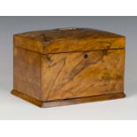 A late Victorian walnut jewellery box, the hinged lid and fall-front enclosing a green silk and