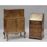 A mid-20th century Queen Anne style walnut drinks cabinet, height 119cm, width 82cm, depth 41cm,