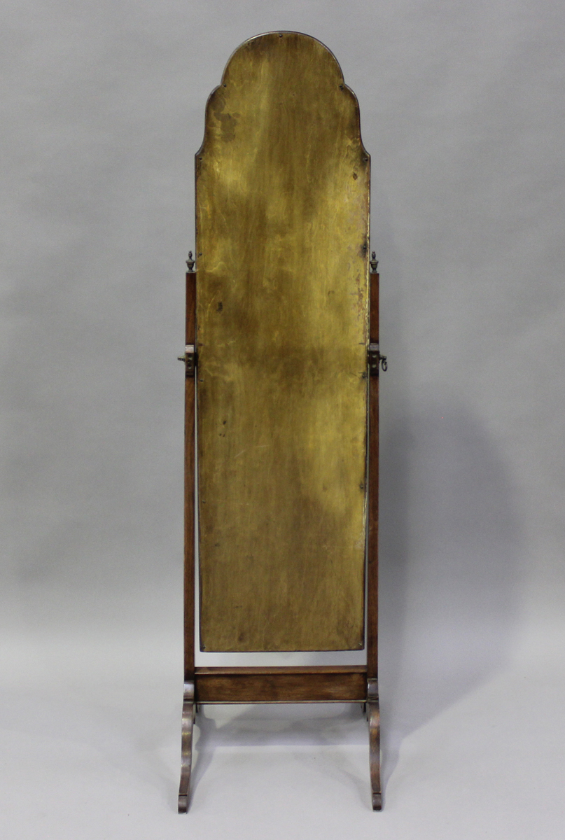 An early 20th century Queen Anne style walnut framed cheval mirror, height 151cm, width 40cm.Buyer’s - Image 5 of 5