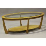 A mid-20th century teak oval coffee table by Nathan Furniture, height 46cm, length 120cm, depth