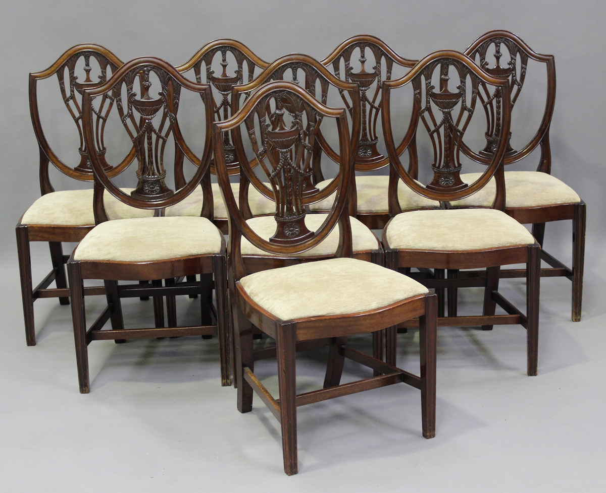 A set of ten 20th century George III style mahogany dining chairs, comprising two carvers and