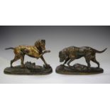 After Joseph Victor Chemin - a pair of late 19th century brown patinated cast spelter models of