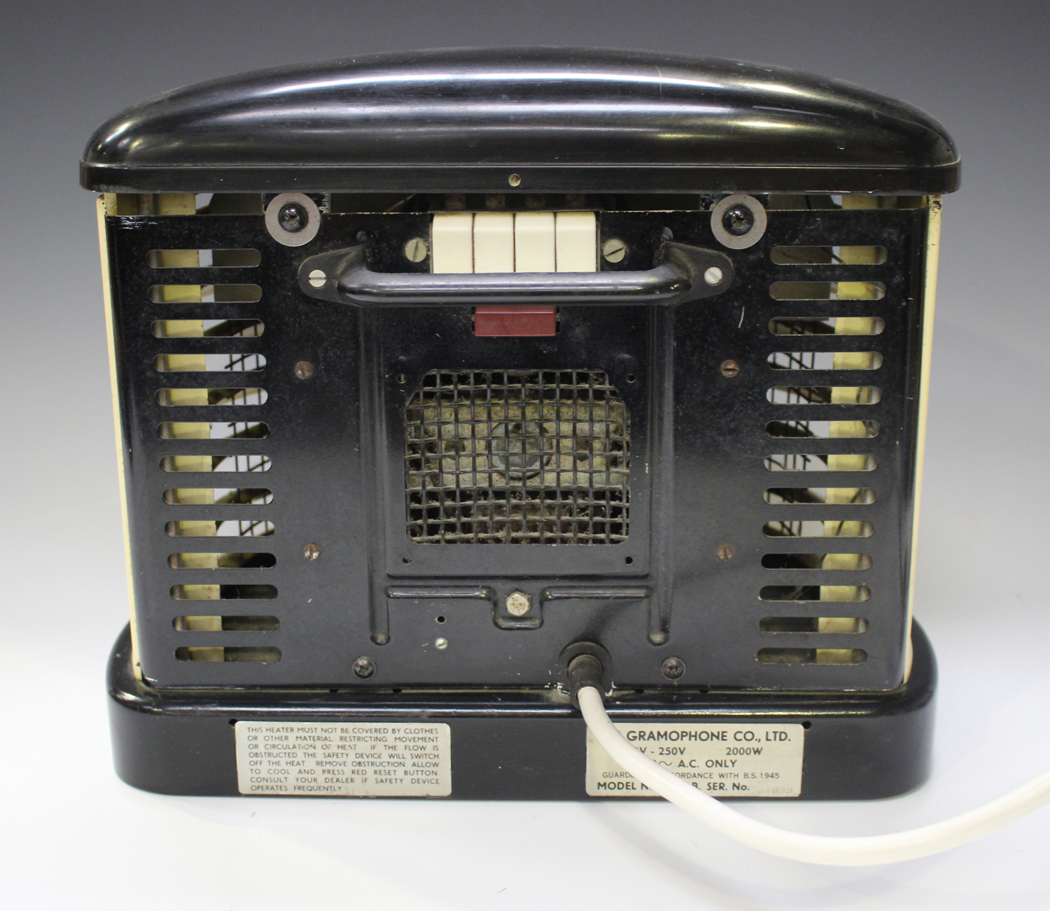 An HMV black and cream Bakelite portable heater, width 33cm.Buyer’s Premium 29.4% (including VAT @ - Image 4 of 4