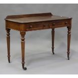 A Victorian mahogany side table, fitted with two frieze drawers, on turned legs, height 80cm,