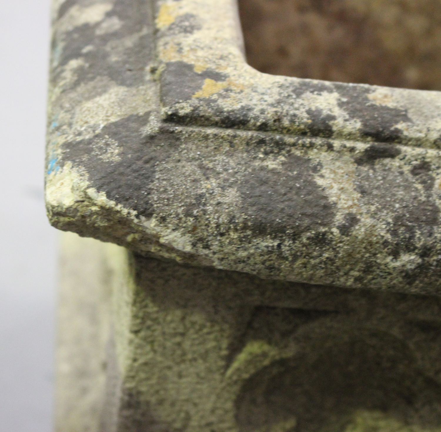 A pair of 20th century cast composition stone planters, decorated with grapes and scrolls, height - Image 5 of 7