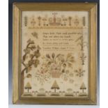 An early Victorian needlework sampler by Caroline Hodges, Aged 9 Years, dated 1838, finely worked in