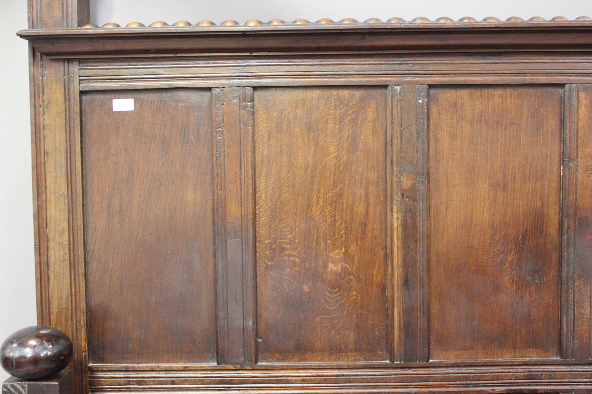 A 20th century oak panelled double bed frame, formed from 18th century oak panelling, height - Image 4 of 6