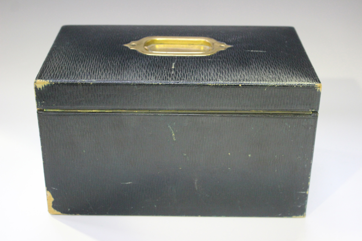 A late Victorian dark green leather jewellery box with hinged lid and fall-front, width 26cm, - Image 10 of 12