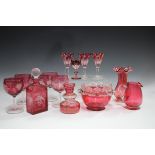 A mixed group of table glassware, late 19th and 20th century, including a small group of