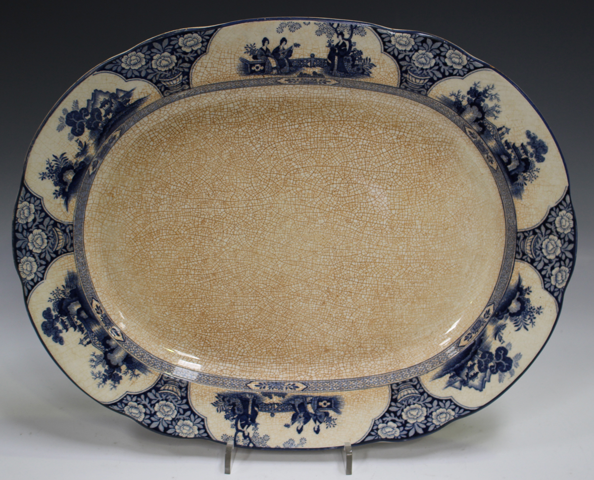 A Copeland Aesop's Fables Series blue printed meat dish, mid-19th century, decorated with the Fox - Image 2 of 2