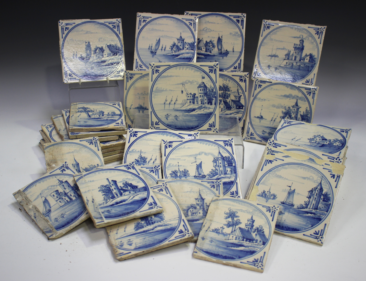 A group of approximately sixty Dutch Delft blue and white tiles, late 19th/early 20th century, - Image 2 of 2