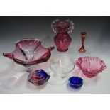 A small group of British and Continental glassware, 20th century, including a Murano centrepiece