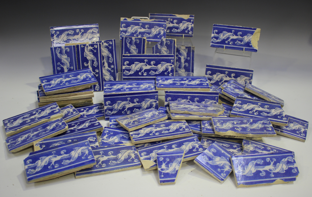 A group of approximately fifty Dutch Delft blue and white tiles, late 19th/early 20th century, - Image 2 of 3