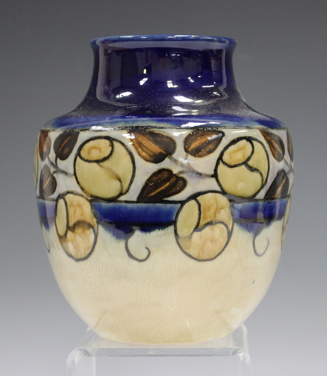 A Royal Doulton stoneware vase, early 20th century, decorated by Jane Hurst, monogrammed, the