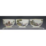 A pair of Meissen teabowls, Dot period, circa 1760-70, painted to the exterior with opposing