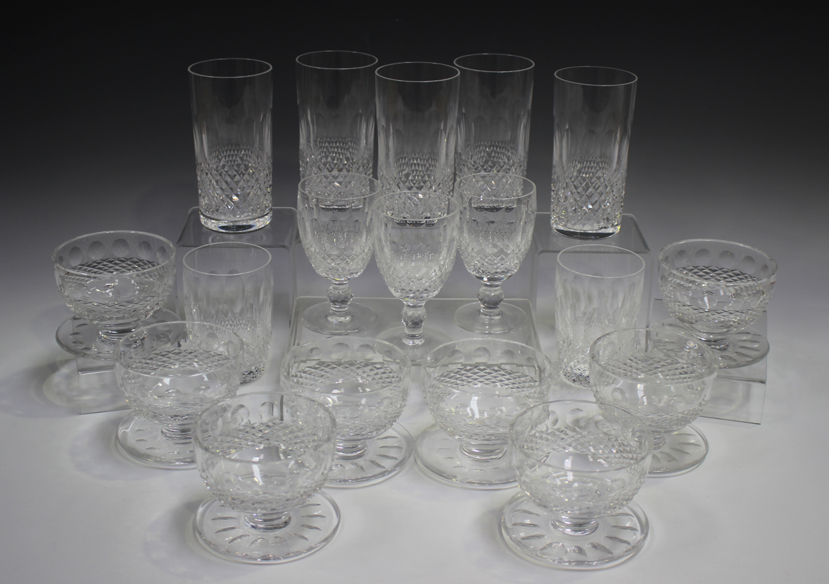 A part suite of Waterford Crystal Colleen pattern glassware, comprising eight footed sundae