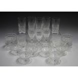 A part suite of Waterford Crystal Colleen pattern glassware, comprising eight footed sundae
