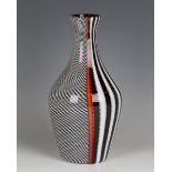 A Gianni Versace for Venini, Murano, smoking glass vase, circa 1998, with black, white and red
