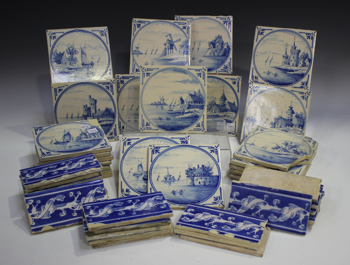 A group of approximately fifty Dutch Delft blue and white tiles, late 19th/early 20th century, - Image 3 of 3