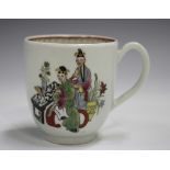 A Worcester porcelain coffee cup, circa 1770, painted in the Mandarin style with a Chinese figure